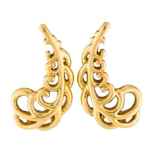TIFFANY & CO. 18K Vintage Feather Earrings